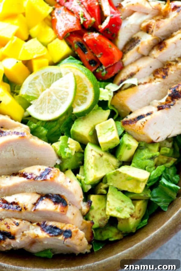 Aloha Grilled Chicken Mango Zest Salad 4 Hawaiian-style grilled chicken, sweet mango, and a tangy citrus dressing bring out all the BEST fresh flavors in this gorgeous summer salad! It's almost too pretty to eat.