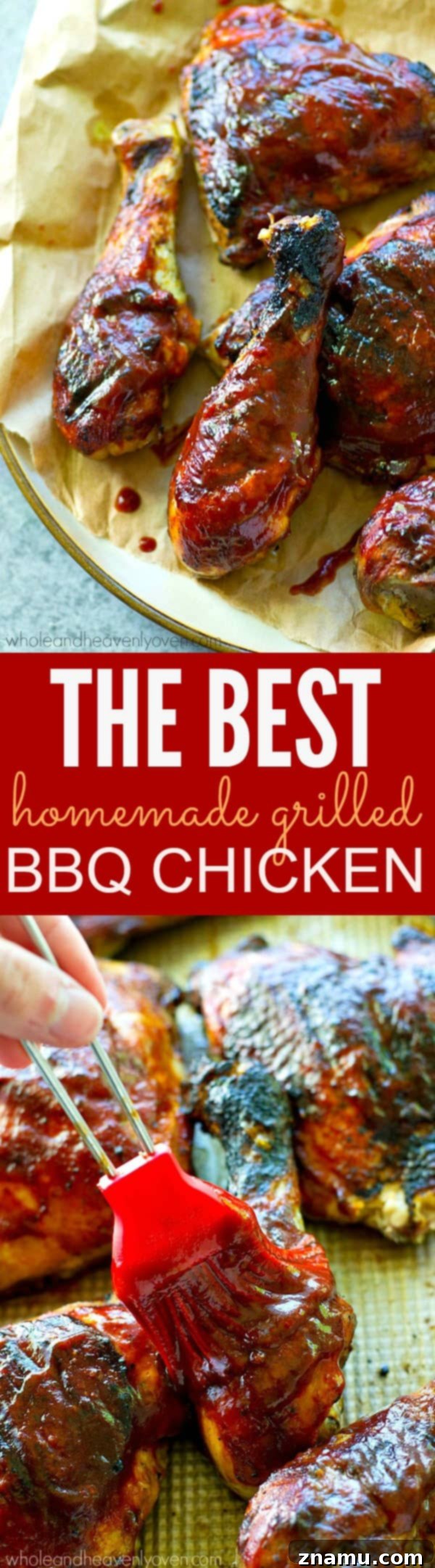 Homemade Grilled BBQ Chicken: A Sizzling Success Story 8 Pile of succulent homemade BBQ chicken with extra sauce for serving