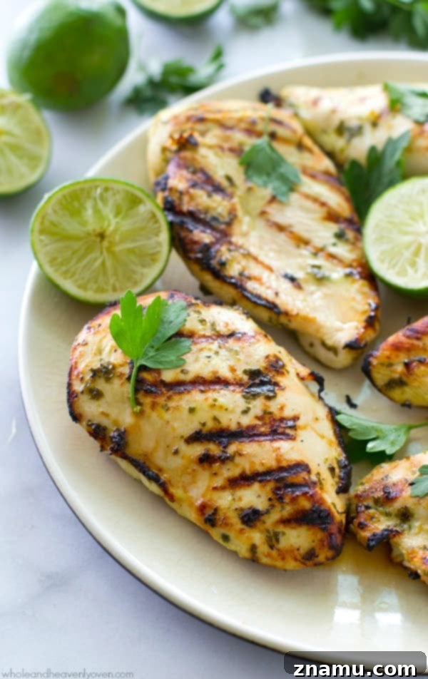 Homemade Grilled BBQ Chicken: A Sizzling Success Story 10 Tender cilantro lime marinated grilled chicken, bursting with fresh flavors