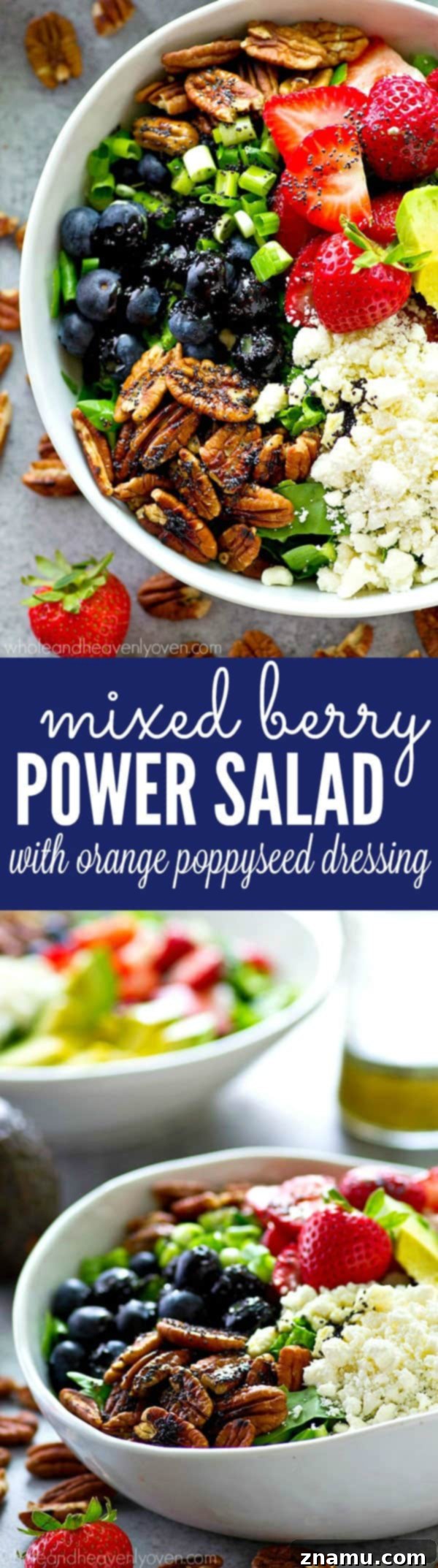 Berry Blast Power Greens with Orange Poppyseed Zest 8 Another perspective of the refreshing mixed berry power salad, ideal for summer.