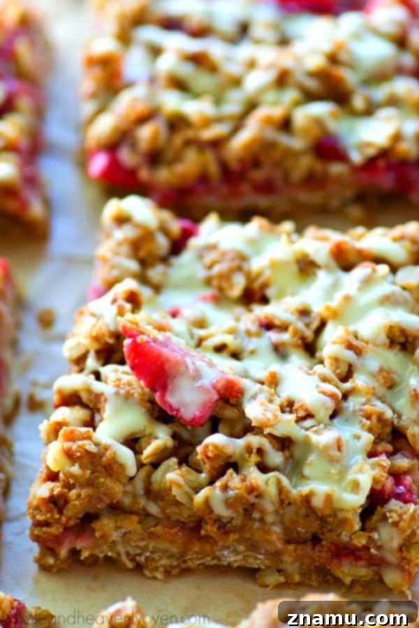 Brown Butter Glazed Strawberry Oat Bars 5 These summery crumb bars are packed with juicy strawberries, TONS of oatmeal streusel and glazed to perfection with a luscious browned butter glaze.---you'll be eating every last crumb!