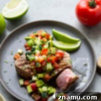 Cilantro-Lime Grilled Tuna with Avocado Cucumber Salsa 8 Tuna steaks are marinated in cilantro and fresh lime, grilled until perfectly cooked, and topped with a fresh avocado cucumber salsa. - This cilantro lime grilled tuna will quickly become a grill staple!
