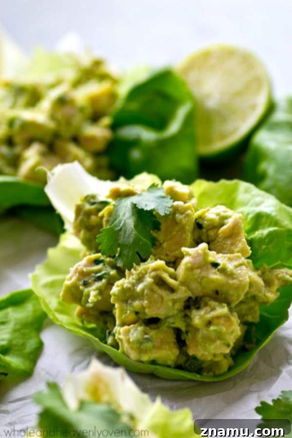 Pesto Grilled Chicken Lettuce Wraps 11 Chicken salad lettuce wraps lightened up with healthy avocado and NO mayonnaise at all! These wraps are going to quickly become a lunch favorite.