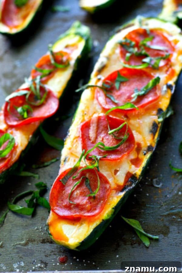 Pizza-Filled Zucchini Grills 5 The healthiest form of pizza you'll ever have! These grilled zucchini boats only need 6 ingredients and 20 minutes of your time to throw together and they'll definitely satisfy that pizza craving!