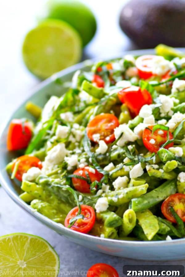 Avocado Green Goddess Green Beans 2 Vibrant Green Bean Salad with Cherry Tomatoes, Feta, and Creamy Avocado Green Goddess Dressing