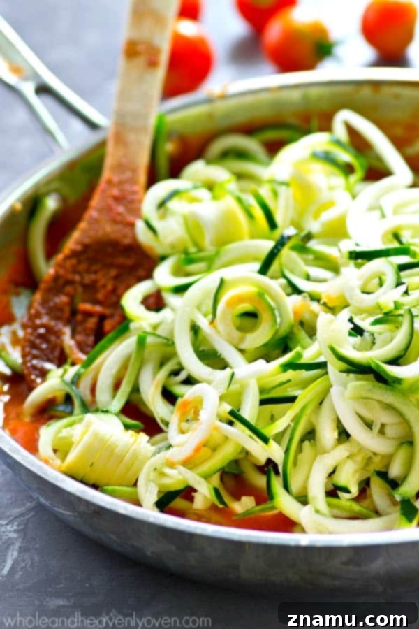 Creamy Heirloom Tomato Basil Zoodles 6 A rich and flavorful made-from-scratch heirloom tomato sauce is the secret to what makes these zucchini noodles SO good! No one would ever guess it's ready in only 20 minutes with a handful of ingredients!