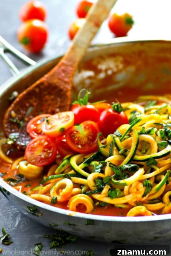 Creamy Heirloom Tomato Basil Zoodles 7 A rich and flavorful made-from-scratch heirloom tomato sauce is the secret to what makes these zucchini noodles SO good! No one would ever guess it's ready in only 20 minutes with a handful of ingredients!