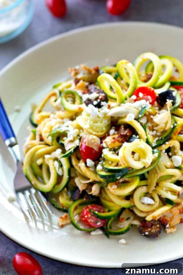 Creamy Heirloom Tomato Basil Zoodles 10 You won't be able to stop eating this flavorful zucchini noodles salad! Loaded with tons of fresh, healthy Mediterranean goodness and an unbelievable sun-dried tomato dressing.