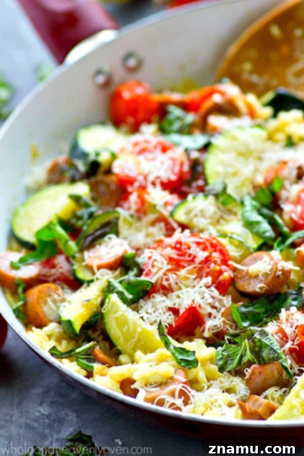 Sun-Drenched Sausage and Garden Risotto 6 Finished Summer Garden Vegetable Sausage Risotto with Parmesan and basil