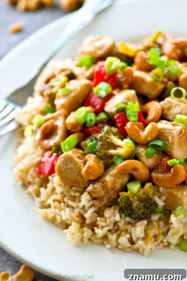 Speedy Takeout Cashew Chicken 5 Final Dish of Cashew Chicken with Rice