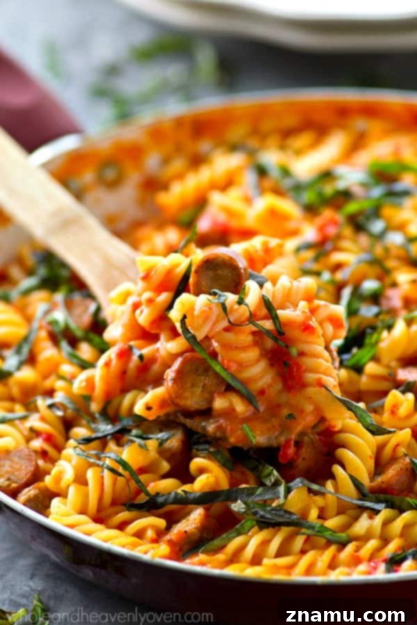 One-Pan Roasted Red Pepper Sausage Mac & Cheese 5 Preparing the Roasted Red Pepper Cheese Sauce in a Skillet