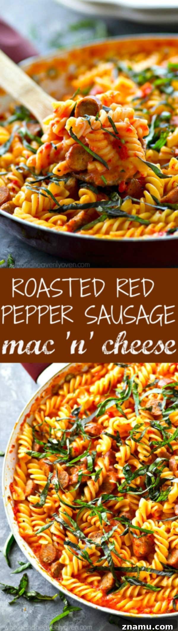One-Pan Roasted Red Pepper Sausage Mac & Cheese 7 Large Skillet of Roasted Red Pepper Sausage Mac and Cheese