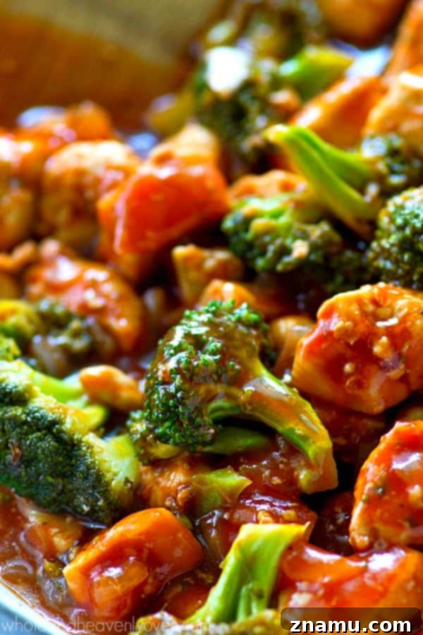 BBQ Chicken and Broccoli Rice Skillet 6 Close-up of the BBQ chicken and broccoli mixture simmering in a single skillet
