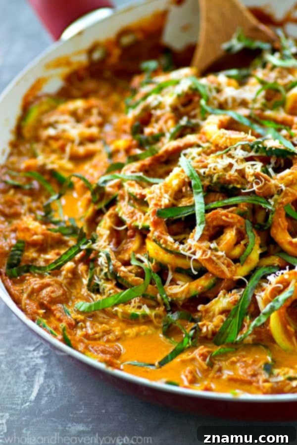 Creamy Sun-Dried Tomato Zucchini Alfredo Noodles 2 One-Pan Sun-Dried Tomato Alfredo Zucchini Noodles