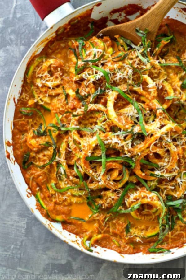 Creamy Sun-Dried Tomato Zucchini Alfredo Noodles 7 Sun-Dried Tomato Alfredo Zucchini Noodles ready to serve