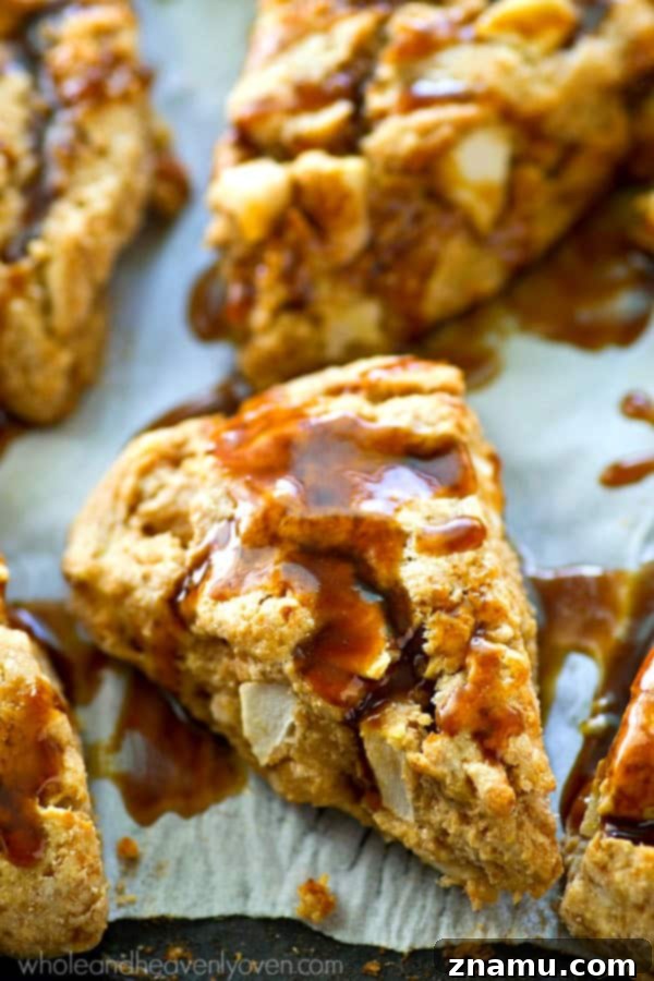 Brown Butter Biscuit Apple Cobbler 9 Flaky caramel apple pecan coconut oil scones, a healthy and delicious fall weekend breakfast.