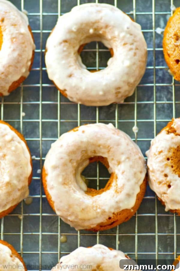 Espresso Glazed Pumpkin Spice Latte Donuts 5 Close-up of baked pumpkin spice latte donuts