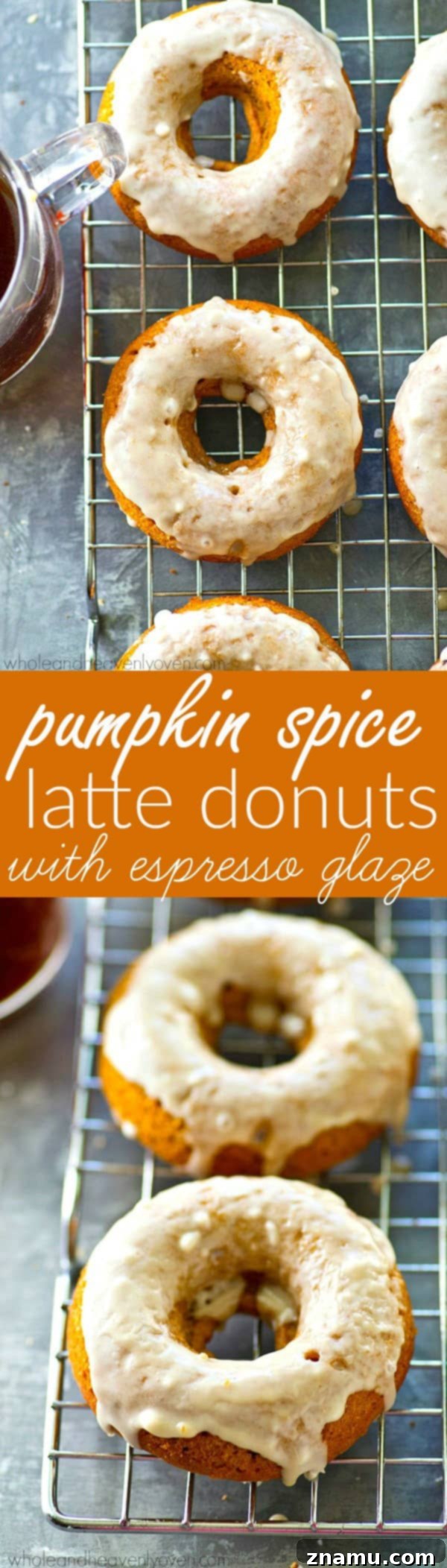 Espresso Glazed Pumpkin Spice Latte Donuts 8 Stack of glazed pumpkin spice donuts