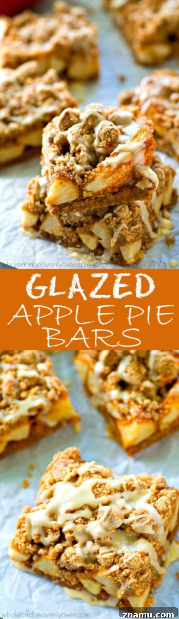 Apple Streusel Bars with Vanilla Glaze 8 Assorted Glazed Apple Pie Crumb Bars arranged beautifully on a serving plate
