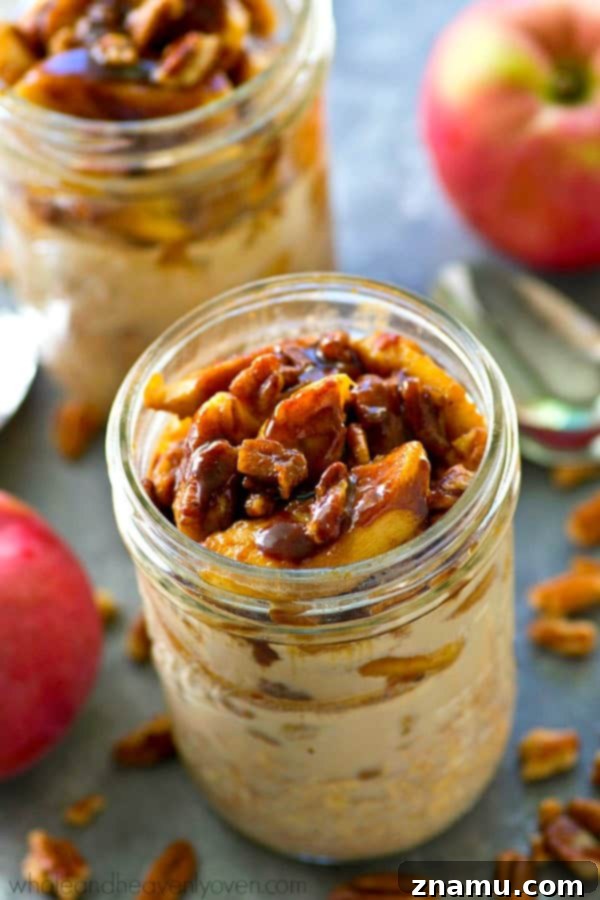 Overnight oats mixture in a mason jar, ready for chilling, featuring a swirl of cinnamon.