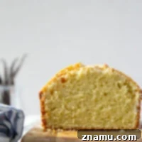Classic Vanilla Pound Cake 8 Close-up of a slice of delicious Vanilla Pound Cake with vanilla bean specks