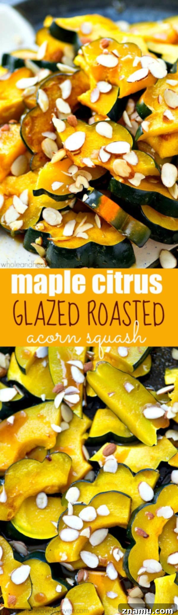 Zesty Maple Glazed Roasted Acorn Squash 8 Roasted until perfectly tender and then glazed with a tangy maple citrus glaze, this roasted acorn squash is an insanely-easy holiday side that's pretty to look at and even better tasting!