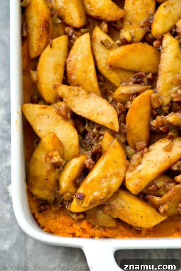 Maple Browned Butter Sweet Potato Wedges 10 Sweet potato casserole gets an incredible makeover with this SUPER-easy version that features tons of tender caramelized apples piled on top.---Everyone will want seconds of this winner casserole!