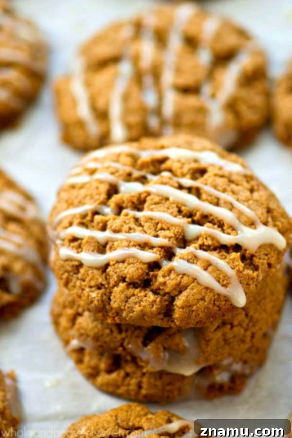 The soft, inviting texture of flourless white chocolate gingersnaps, generously drizzled with white chocolate.
