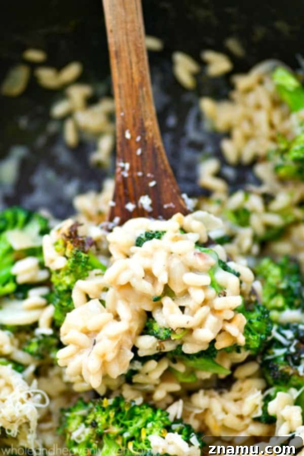 Comforting Roasted Garlic Broccoli Parmesan Risotto 3 Garlic and broccoli florets beautifully roasted and ready for creamy risotto