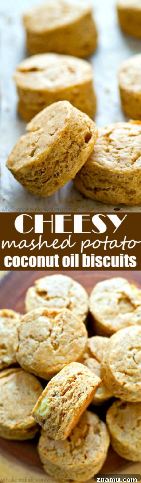 Fluffy Cheesy Potato Coconut Oil Biscuits 8 Several freshly baked cheesy coconut oil biscuits ready to be served.