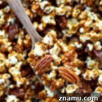 Cinnamon Roll Pecan Caramel Popcorn - final dish