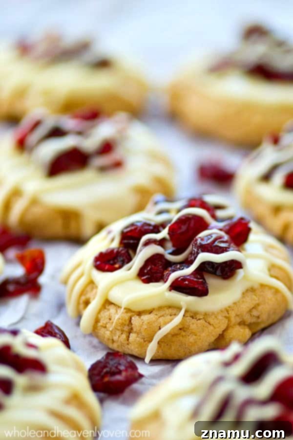 Blissful Cranberry White Chocolate Sugar Cookies 4 A plate of freshly baked White Chocolate Cranberry Bliss Sugar Cookies with a festive background.