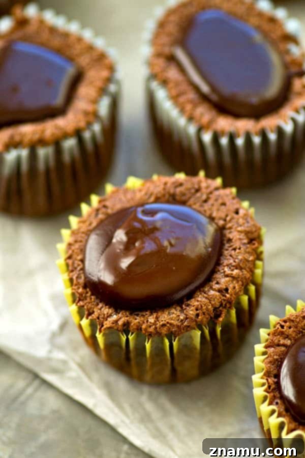 Decadent Flourless Chocolate Fudge Cupcakes 5 Bowl of rich chocolate batter for flourless cupcakes, showcasing the melted chocolate and whipped egg whites.