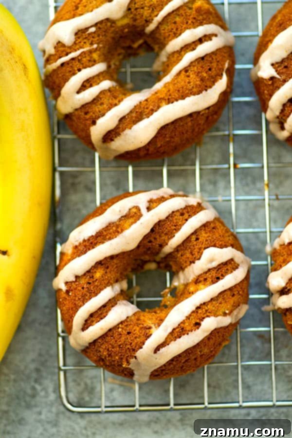 Healthy Baked Banana Bread Donuts with Chai Glaze, a delicious and easy recipe.