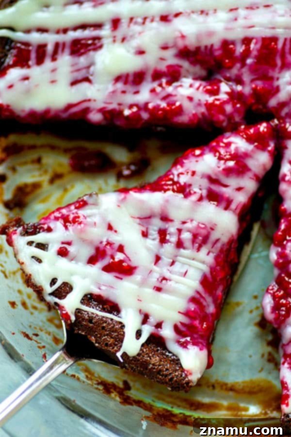 Decadent Flourless Mocha Raspberry White Chocolate Pie 6 A hand holding a generous slice of the exquisite flourless mocha chocolate raspberry pie, showing the delicious, layered textures