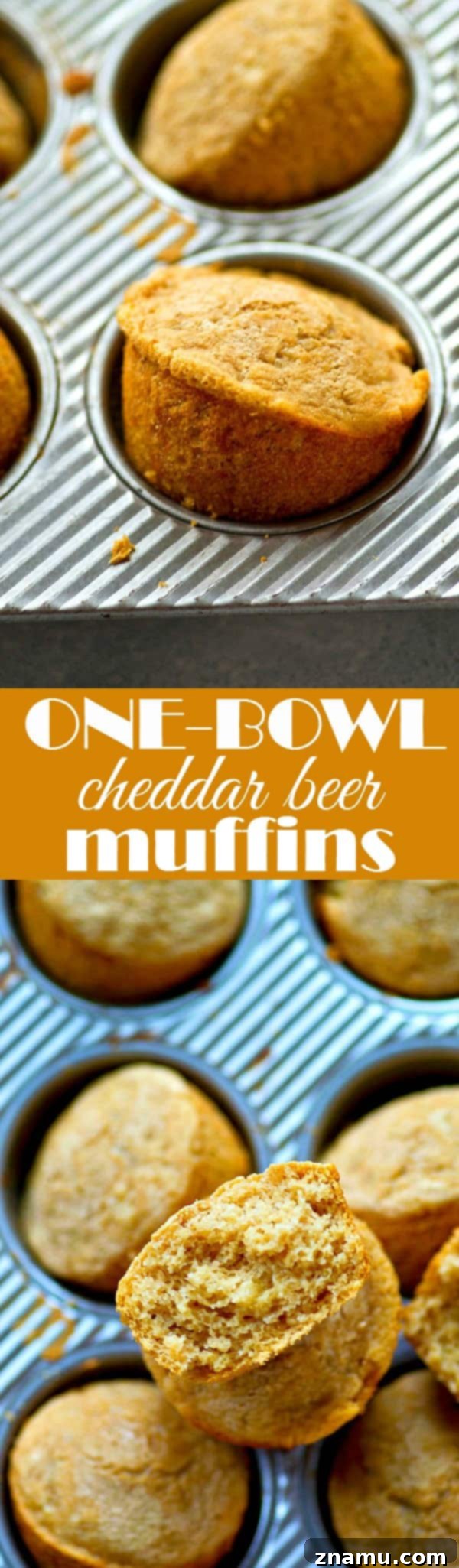 Whisk-and-Bake Beer Cheese Muffins 6 A cheddar beer muffin being dipped into a bowl of hearty chili