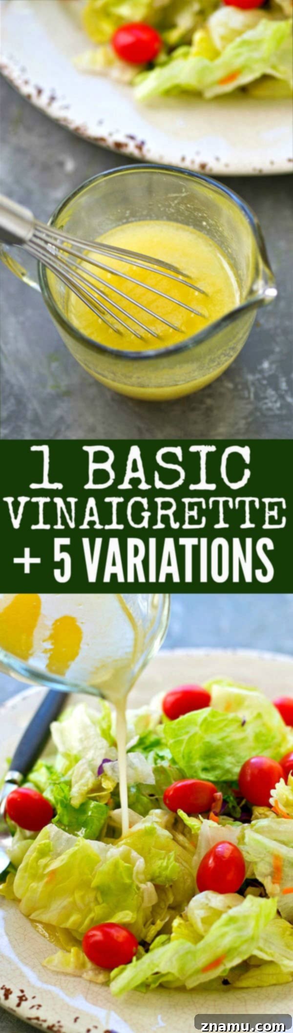 Six Vinaigrettes From One Simple Base 9 Never eat a boring salad again! It's unbelievably easy to make your own homemade salad vinaigrette plus you get to choose from 5 amazing variations!