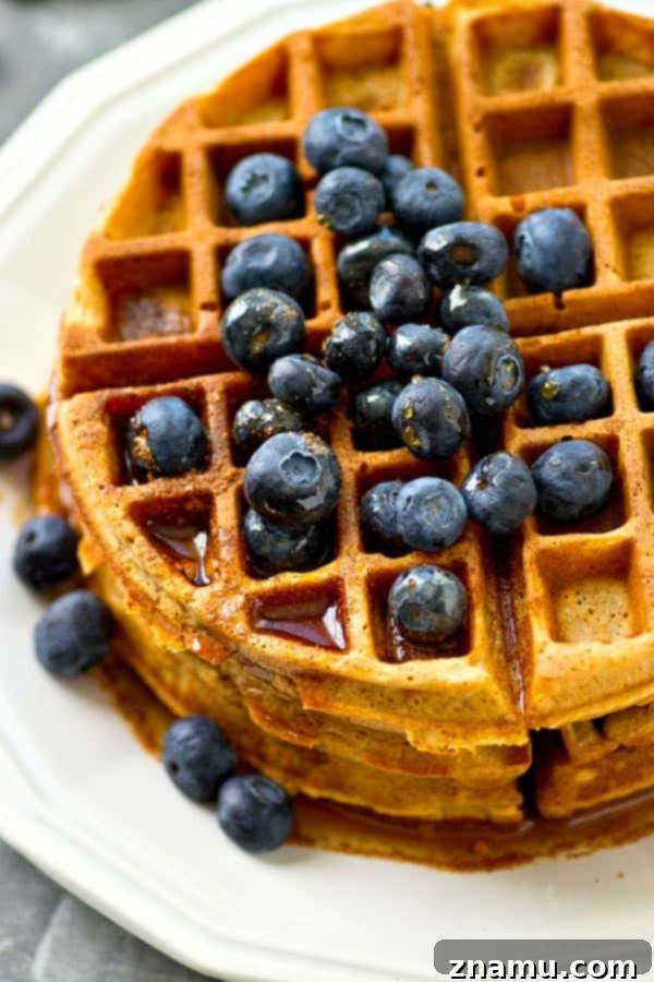 Golden Coconut Waffles with Spiced Maple Chai 5 The golden batter for delicious coconut oil waffles.