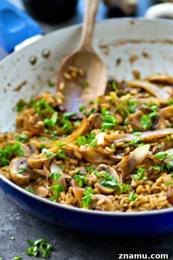 Close-up of creamy risotto with fresh parsley garnish