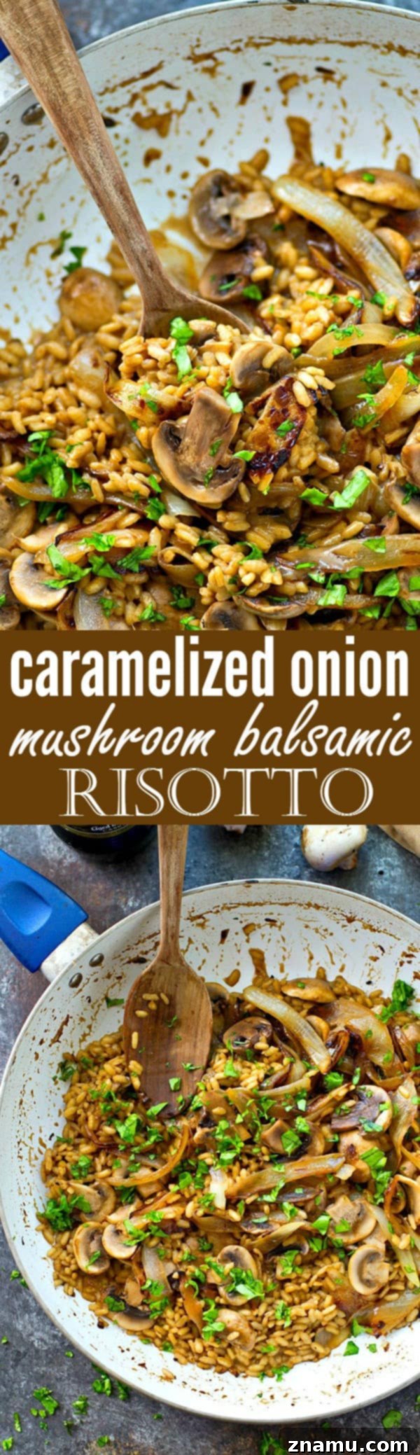 A large serving of creamy risotto topped with fresh herbs