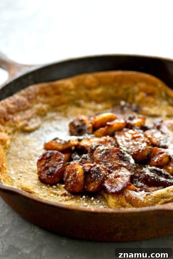 Bananas Foster's Quick Dutch Delight 3 The ultimate lazy weekend breakfast! This bananas foster-style dutch baby is filled with tons of caramelized bananas and you won't believe how easy it is to throw together!
