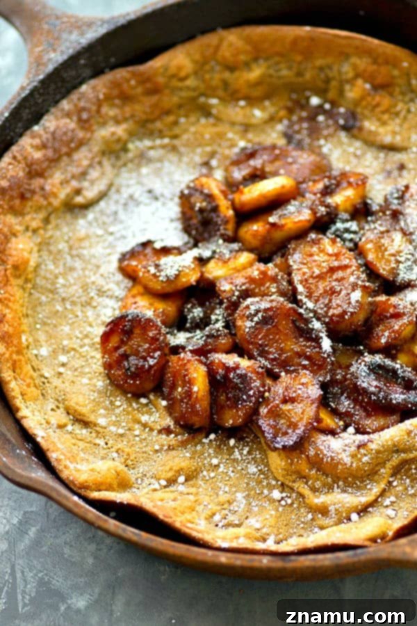 Bananas Foster's Quick Dutch Delight 4 The ultimate lazy weekend breakfast! This bananas foster-style dutch baby is filled with tons of caramelized bananas and you won't believe how easy it is to throw together!
