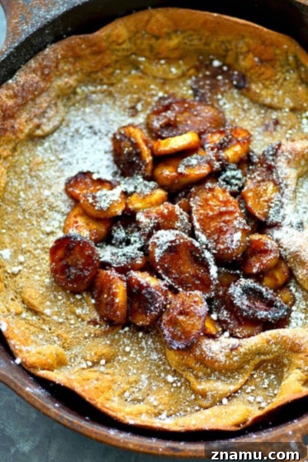 Bananas Foster's Quick Dutch Delight 6 The ultimate lazy weekend breakfast! This bananas foster-style dutch baby is filled with tons of caramelized bananas and you won't believe how easy it is to throw together!