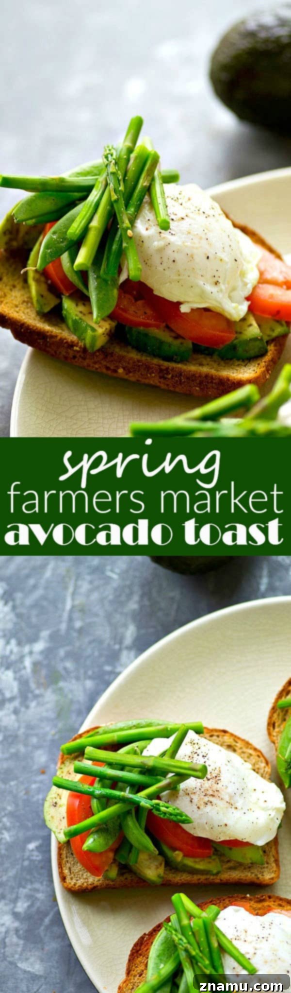 Spring Avocado Toast Delights 7 Artistic flat lay of multiple Spring Farmer's Market Avocado Toasts on a rustic wooden board, ready to serve
