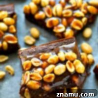 Peanut Butter Praline Brownies in a square pan.