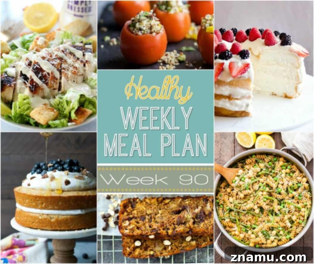 Fuel Your Week Healthy Meal Plan 90 2 Plan out a healthy meal plan the easy way from breakfast all the way to midnight snacks! Recipes featured from all your favorite healthy food bloggers!