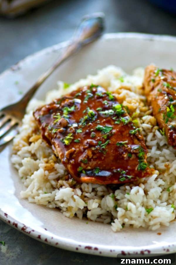Teriyaki Glazed Salmon Skillet with Fragrant Ginger Rice 5 The BEST teriyaki salmon ever made completely from scratch in one skillet and served with fluffy gingered rice and lots of homemade teriyaki sauce!