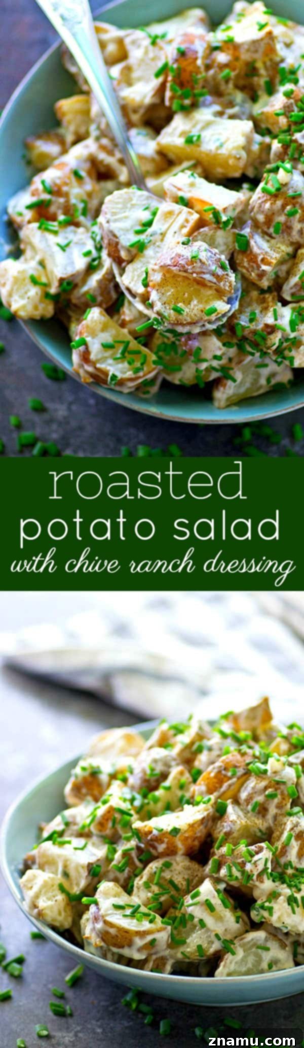 Elevated Roasted Potato Salad with Zesty Chive Ranch 6 Enjoying the roasted potato salad straight from the bowl, a true sign of its irresistible flavor.