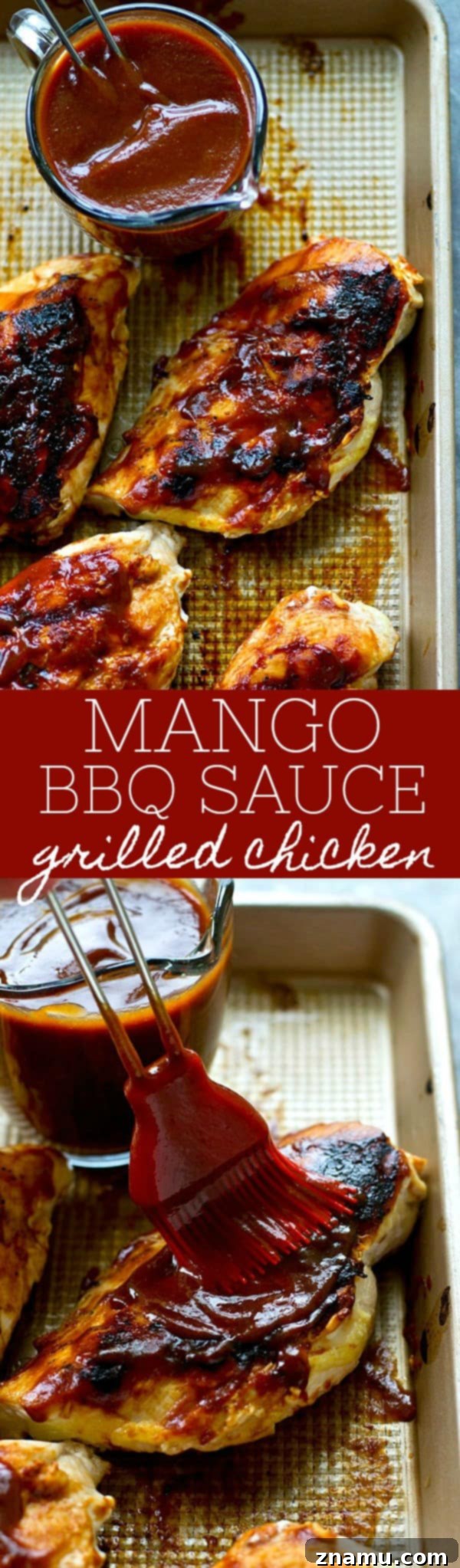 Sun-Kissed Mango BBQ Chicken 7 A vibrant platter of mango BBQ grilled chicken, garnished with fresh herbs, ready to be served at a summer gathering