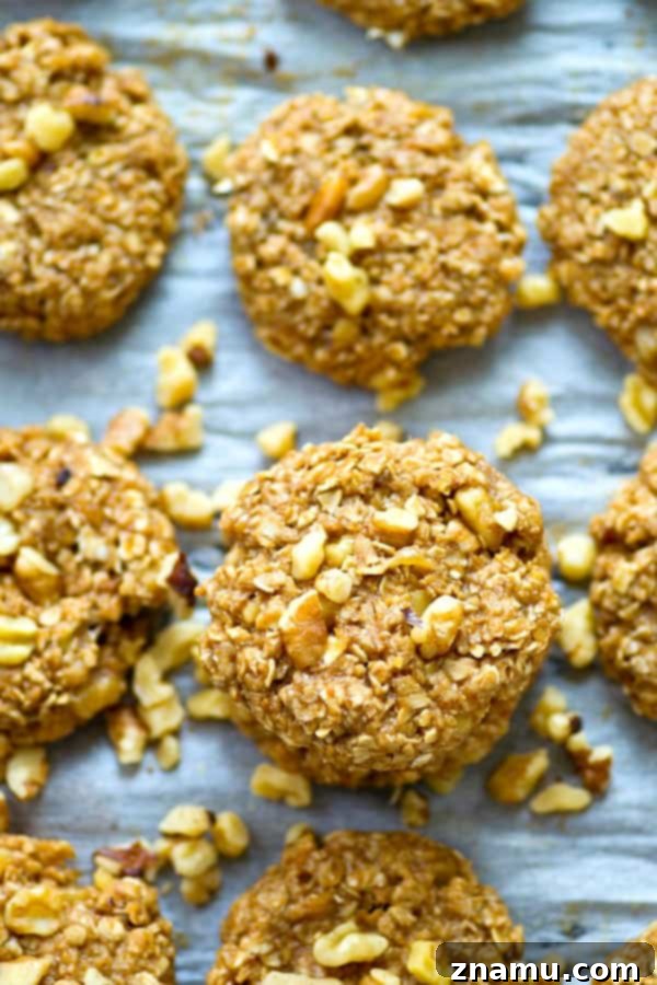 Delicious no-bake banana pecan breakfast cookies arranged on a serving plate